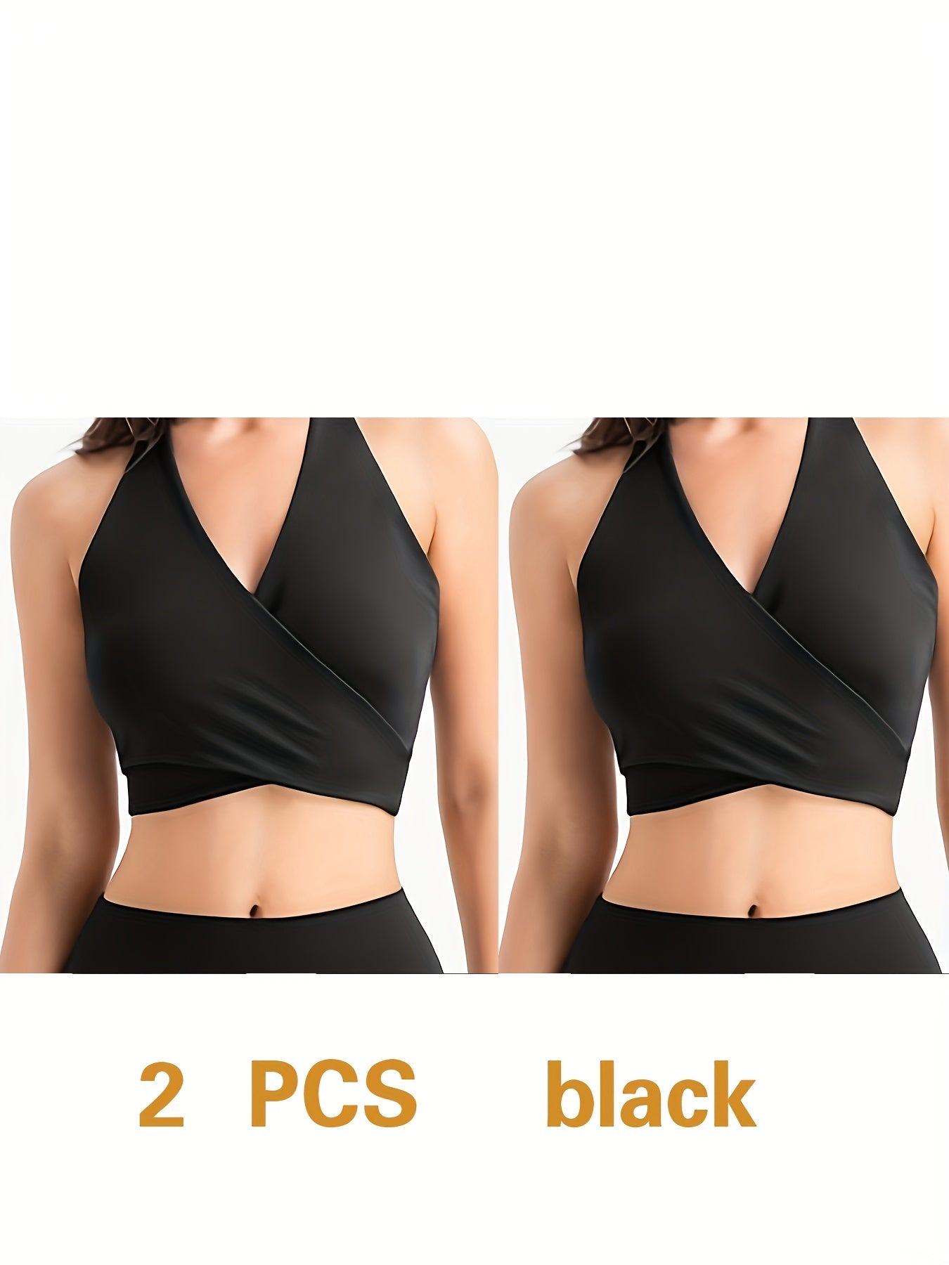 2pcs Wireless Bras Criss Cross Strappy Cut Out Yoga Bra Women's Lingerie
