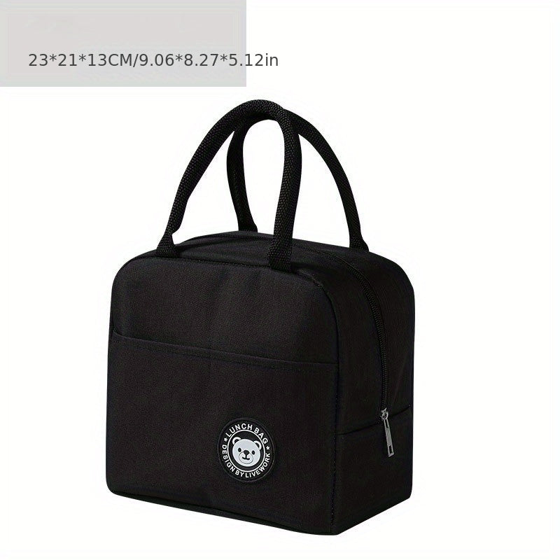 Bear Pattern Insulated Lunch Bag Waterproof Portable School Office Fresh Food