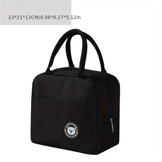 Bear Pattern Insulated Lunch Bag Waterproof Portable School Office Fresh Food