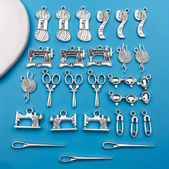 21 PCS Antique Silvery Sewing Machine Series Pendants for DIY Jewelry