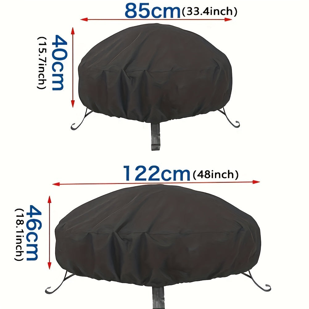 Waterproof Round Fire Pit Cover Patio Dustproof Anti UV Tear Resistant
