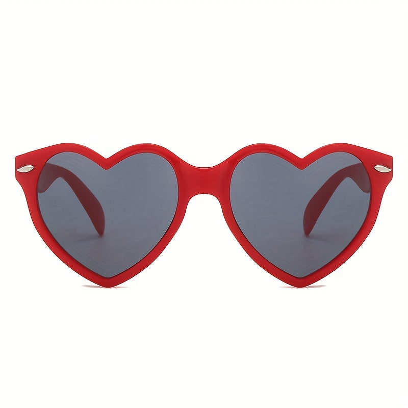Y2K Heart Sunglasses Love Theme Rivet Decor UV400