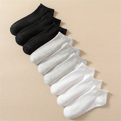 9 Pairs Solid Low Cut Ankle Socks Soft & Lightweight Women's Stockings