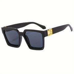Square Frame Sunglasses Metal Temple Glasses UV400