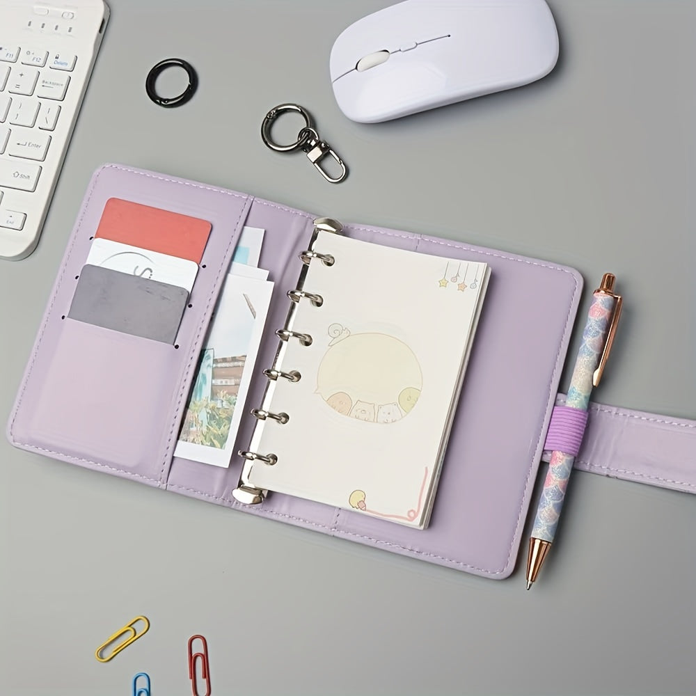 Stylish A6 Macaron Binder Notebook Cover Soft Leather Memo Pad Binder