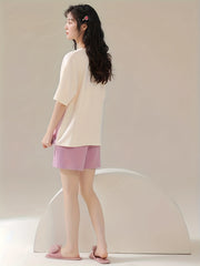 Bunny Print Pajama Set Short Sleeve Top & Shorts