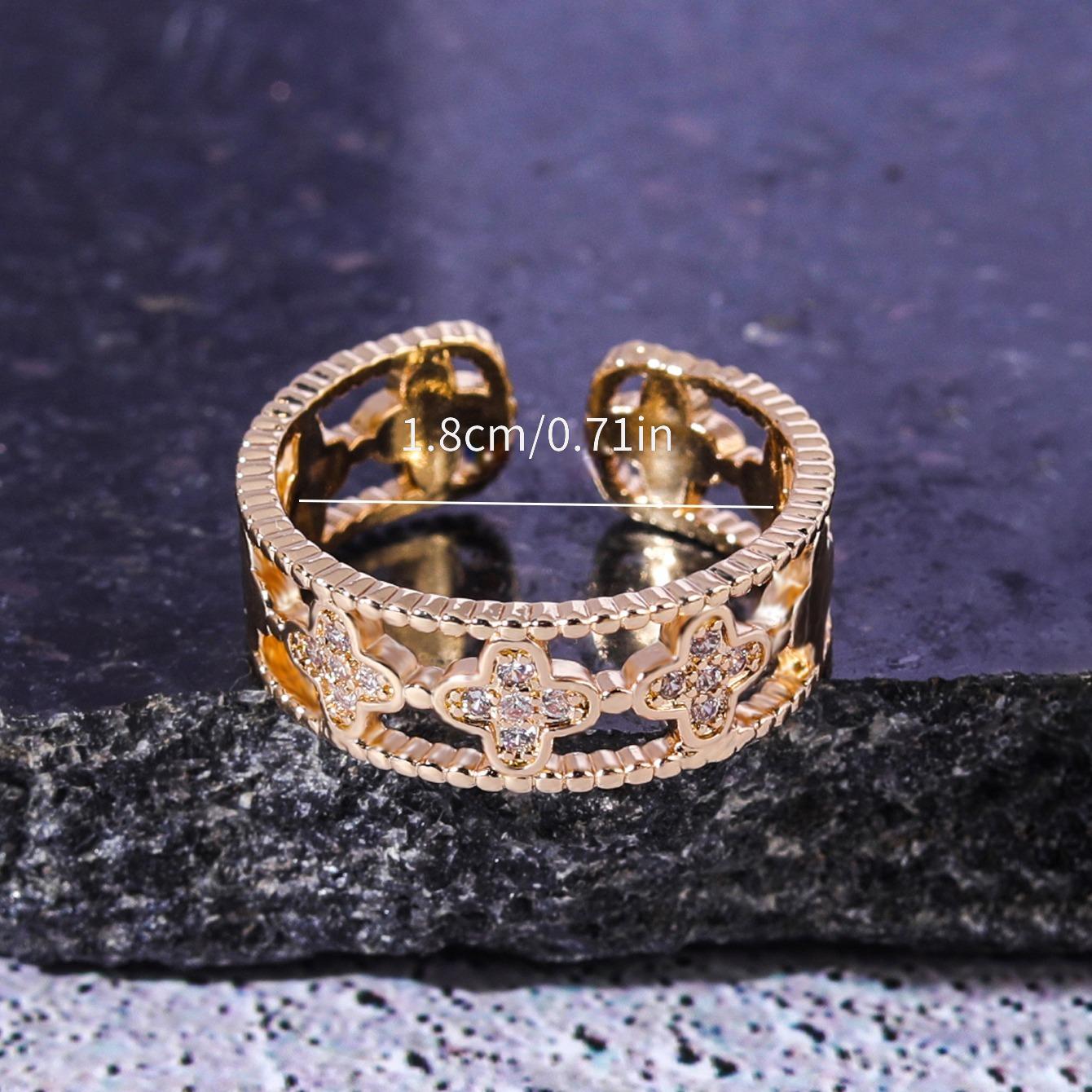 Four Leaf Clover Zircon Ring - Good Luck Charm Jewelry