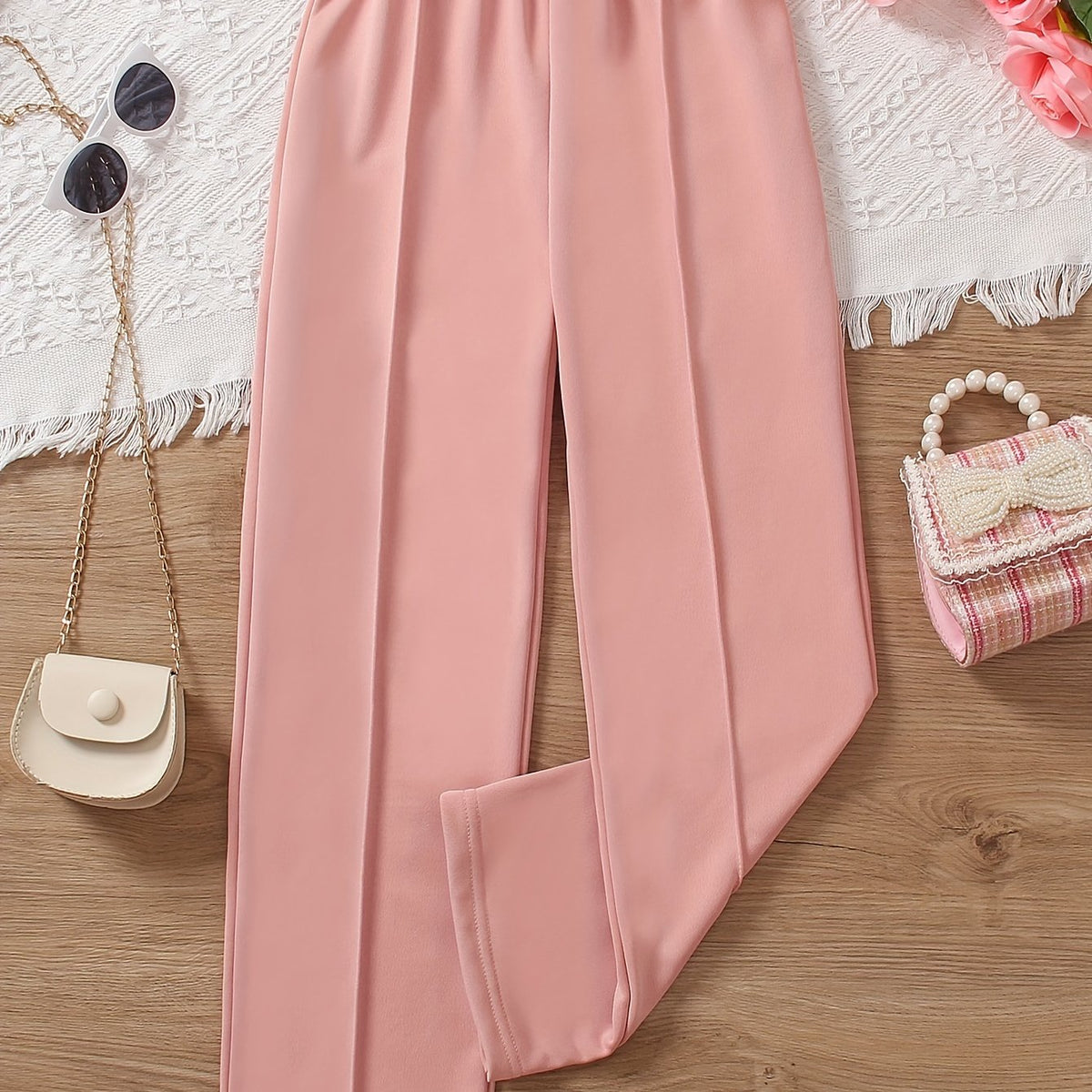 Girls' Line Stitching Elastic Waist Casual Pants - Kid Girl's Bottoms