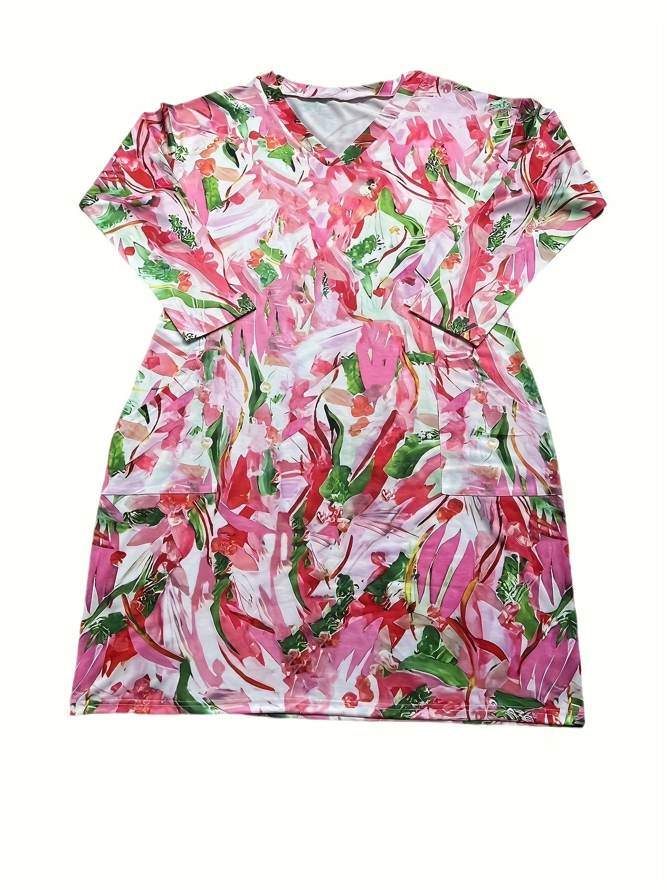  Casual Dress Women's Plus Painting Print Long Sleeve V Neck