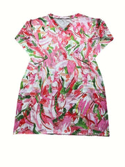  Casual Dress Women's Plus Painting Print Long Sleeve V Neck