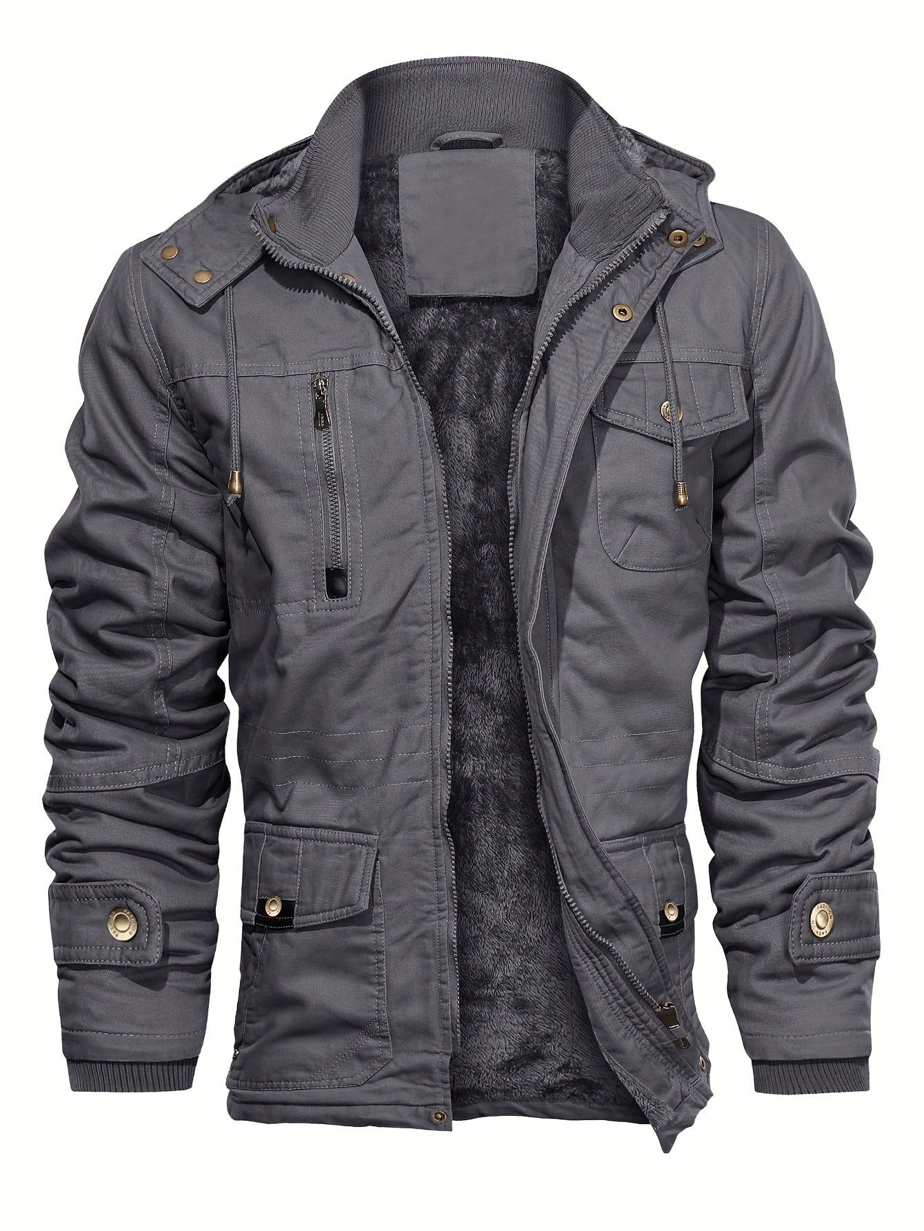Men's Winter Cargo Jackets Thicken Outwear Fleece Lined Military Warm Coat