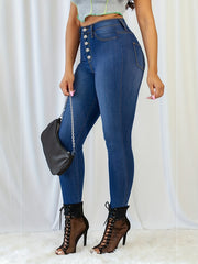 High Waist Casual Skinny Jeans High Rise Slim Fit Denim Pants Women's