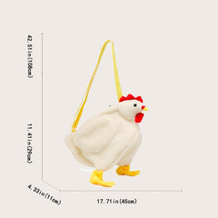 Fuzzy Chicken Crossbody Bag Cartoon Animal Doll Shoulder Bag