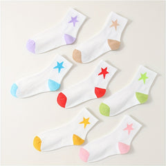 7 Pairs Star Print Socks Mid Tube Women's Stockings