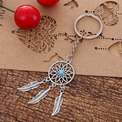 Dream Catcher Leaf Feather Tassel Keychain Jewelry