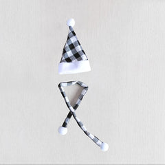 Mini Gingham Santa Hat Small Santa Hat With Scarf Christmas Flower Bottle Decor