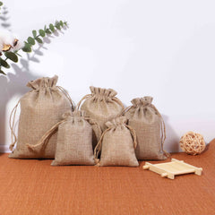 6pcs Burlap Vegetable Bags Drawstring Pouches