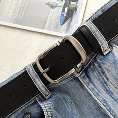 Unisex Pin Buckle Wide PU Belt Casual Jeans Pants Belt
