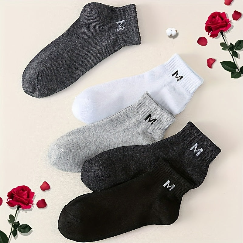 Men's Solid Short Crew Socks Breathable Casual Street Style Outdoor Wearing