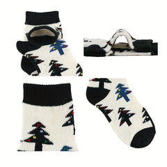 4 Pairs Snowman Print Socks Women's Christmas Crew Stockings