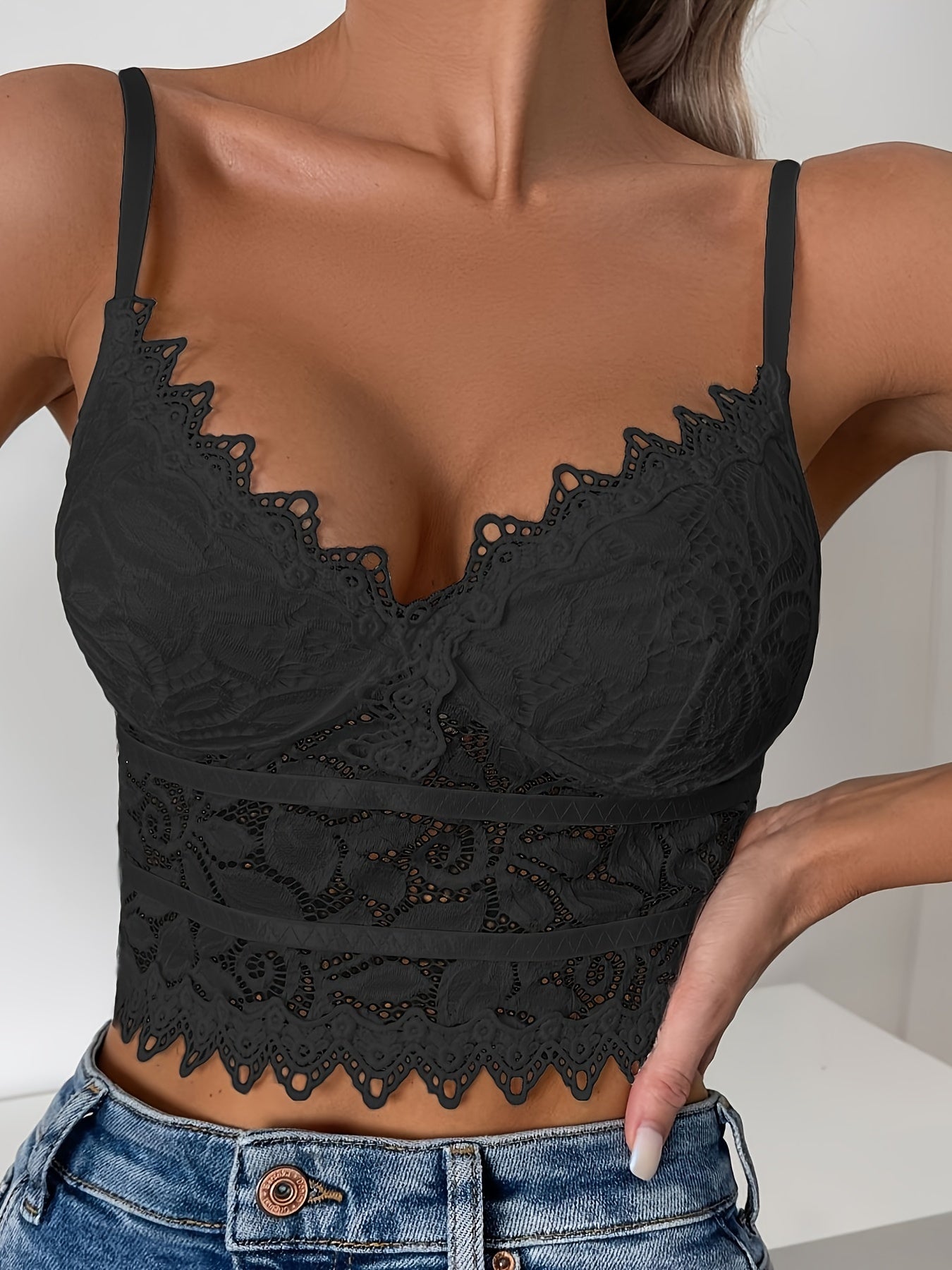 Floral Lace Cami Shaping Top V Neck Slimming Underwear