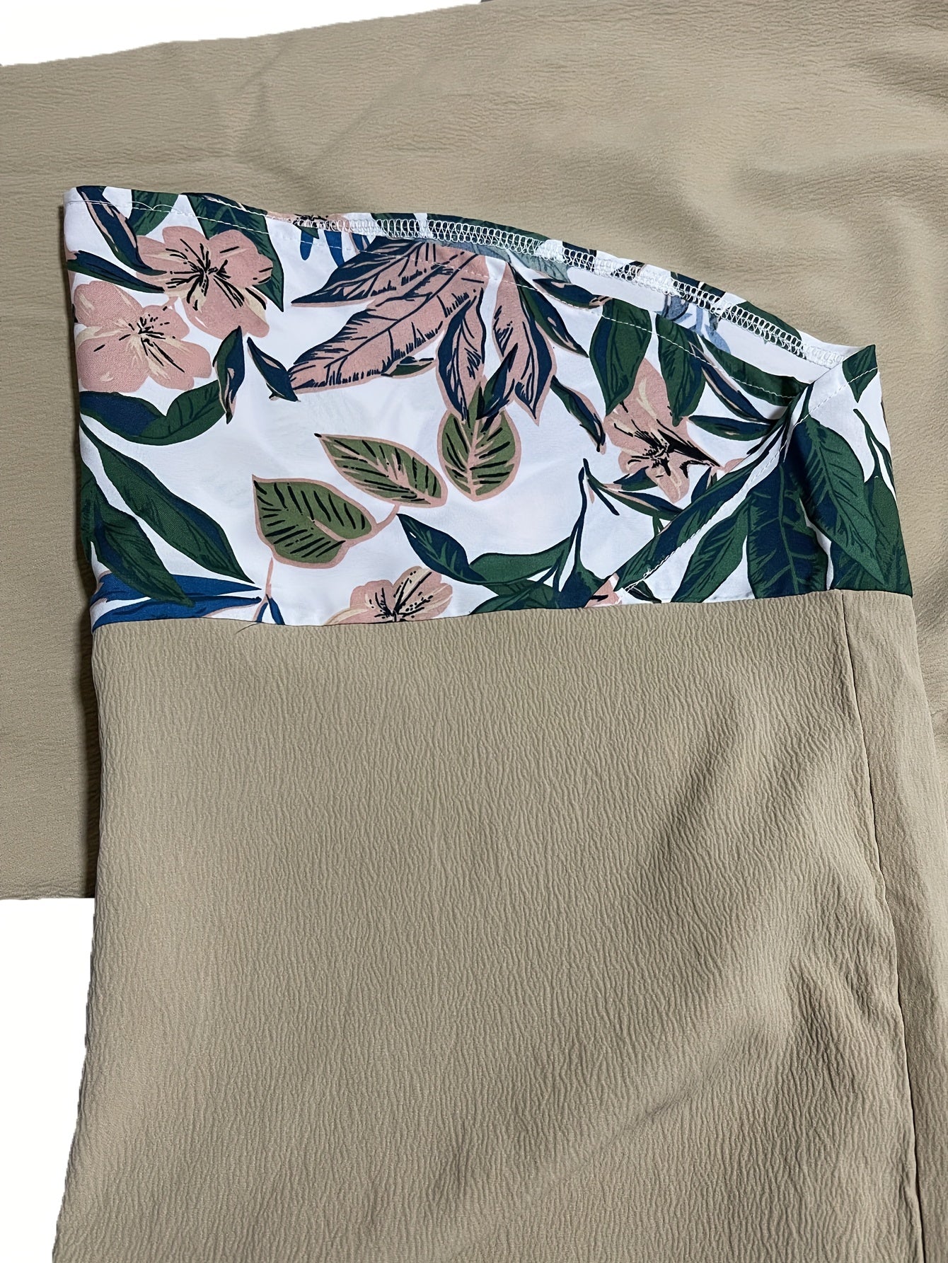  Colorblock Tropical Print Wide Leg Trousers