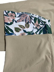  Colorblock Tropical Print Wide Leg Trousers