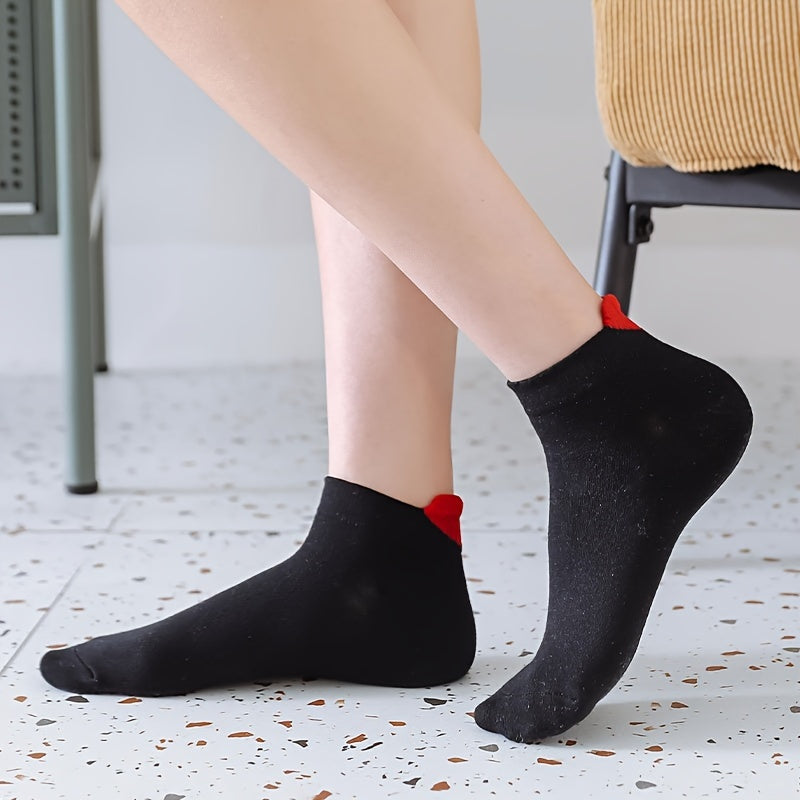 Heart Print Short Socks x10 for Women