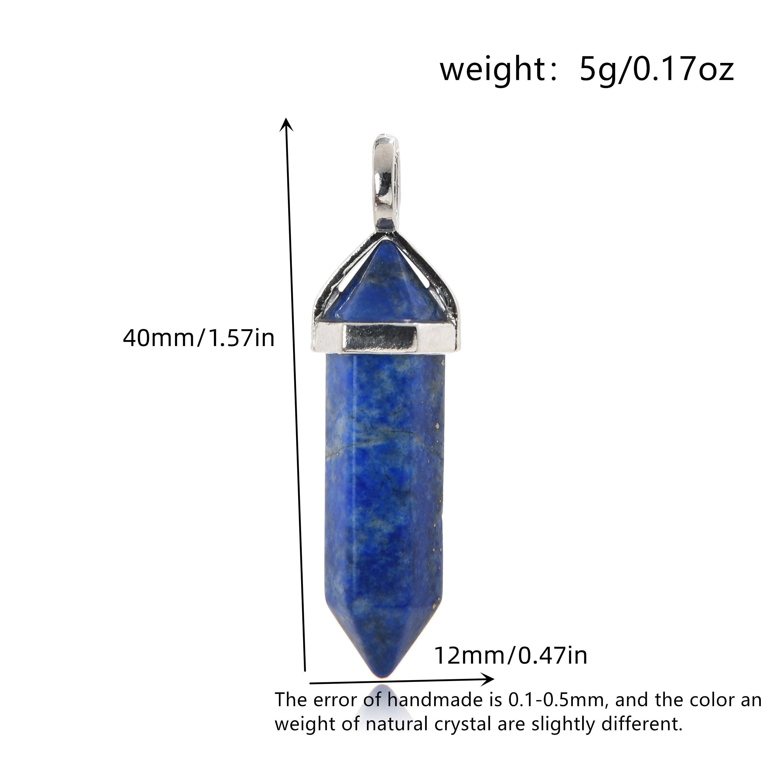 Hexagonal Column Natural Crystal Pendant Single Stone Amethyst Lapis Lazuli