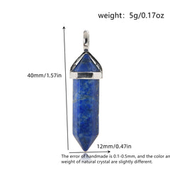 Hexagonal Column Natural Crystal Pendant Single Stone Amethyst Lapis Lazuli