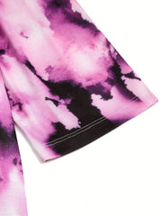  Tie Dye Half Sleeve Open Front Cardigan