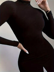  Women's Solid High Neck Jumpsuit