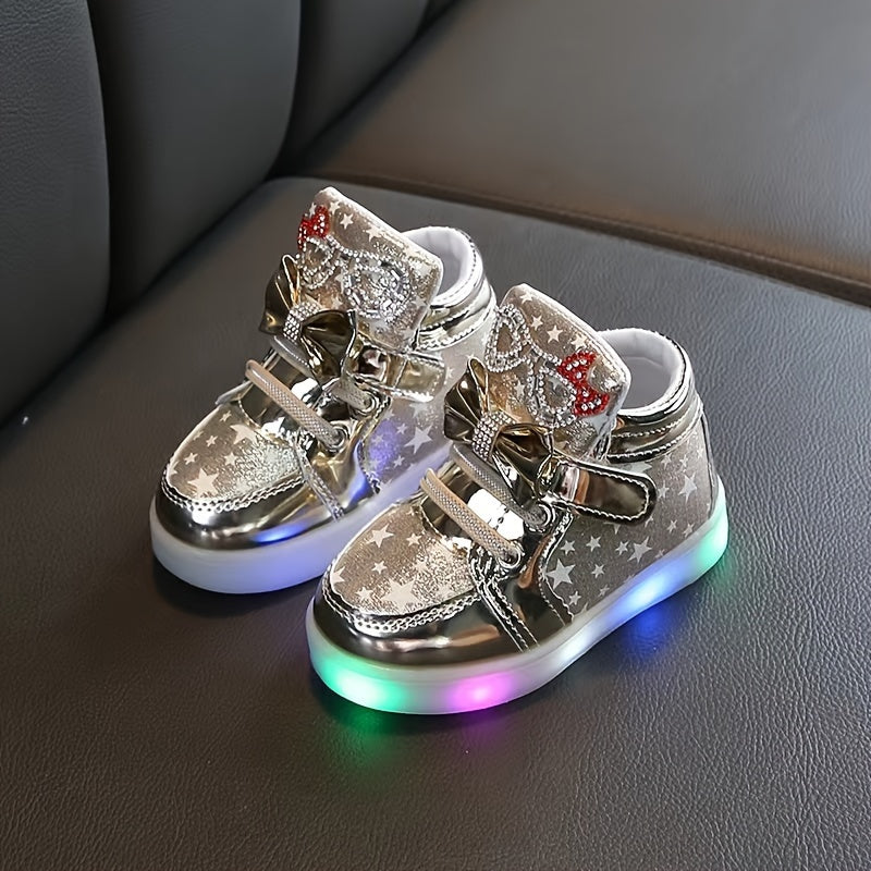 Girl's LED Light Up High Top Skate Shoes