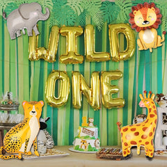 4pcs Jungle Safari Animals Balloons Giant Lion Leopard Elephant Giraffe Foil Hel