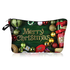 Christmas Pattern Makeup Bag Zipper Cosmetic Organizer Travel Toiletry Bag