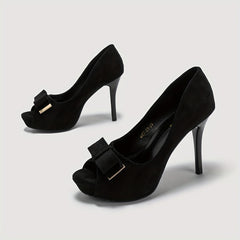 Women's Bowknot Stiletto Heels Peep Toe Pumps