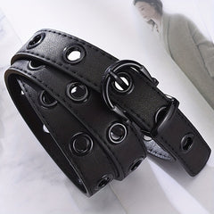 Eyelet Hollow Out PU Belt Vintage Solid Waist Belt Classic Jeans Pants Belts