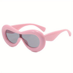 Vintage Oval Sunglasses for Women Gradient Thick Frame