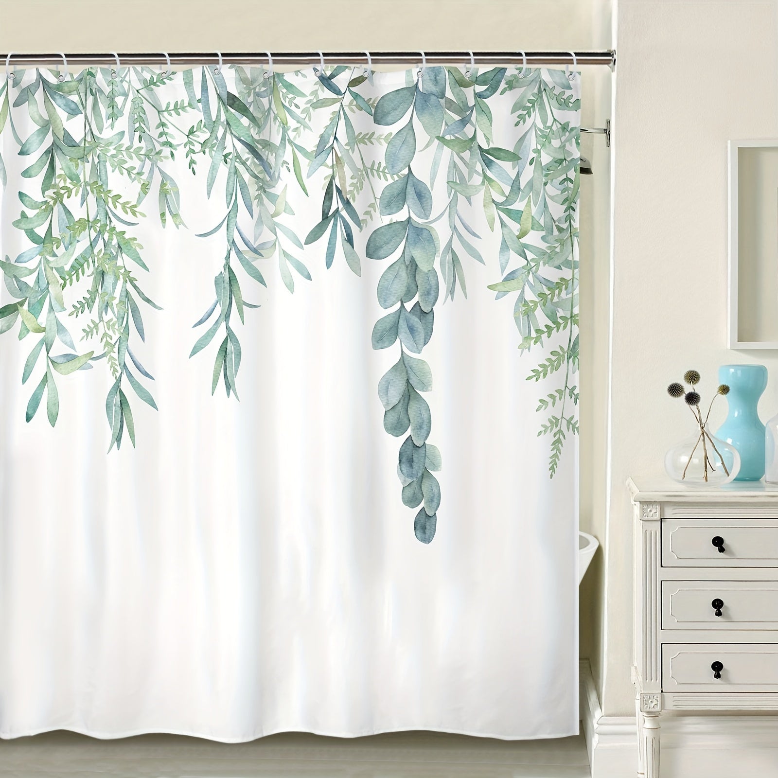 Abstract Leaves Shower Curtain Waterproof Bathroom Curtain 72Wx72H Inch