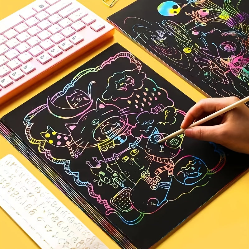 Rainbow Scratch Off Notebook Set - 12 Sheets