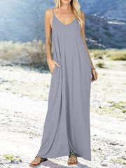 Solid Loose Cami Dress Beach Casual Dress Women's Clothing