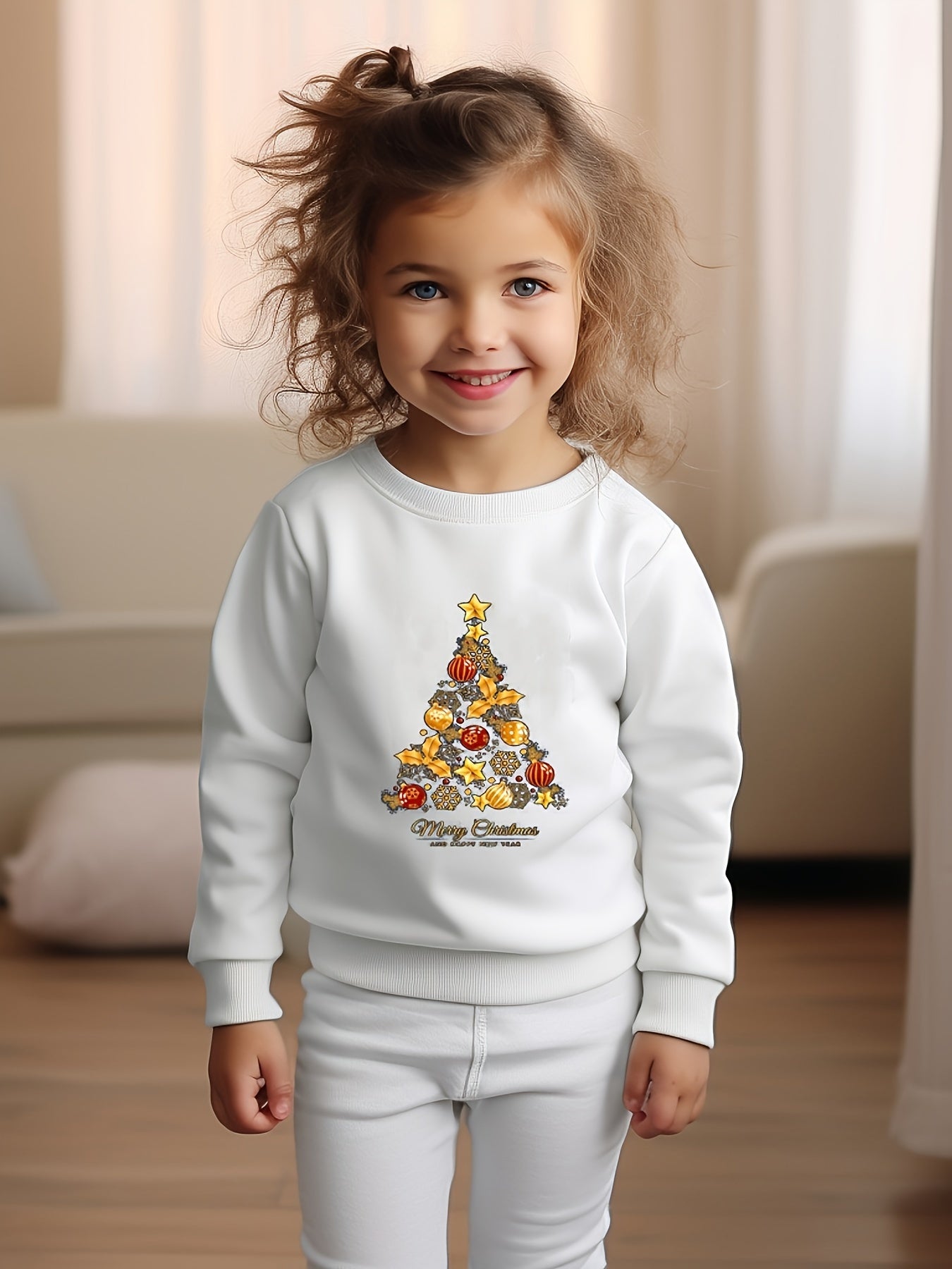 Toddler Kid Girls Cartoon Christmas Tree Sweatshirt