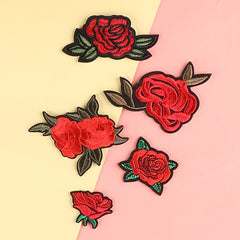 5pcs Rose Embroidery Patches Fabric Art Decor DIY Clothes Accessories