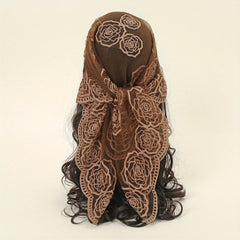 Lace Floral Embroidery Bandana Breathable Head Scarf Boho Shawl