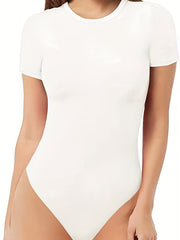 Slimming Bodysuit Short Sleeve Crew Neck Tummy Control Body Shaper