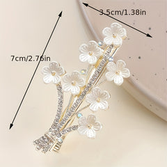 Floral Duck Bill Clips Rhinestones Hair Accessory
