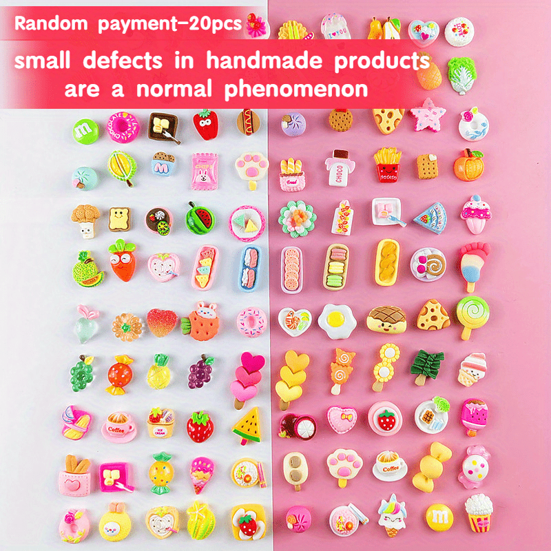 20pcs DIY Crafts Kit Play Home Simulation Food Cake Hair Clip Resin Ornaments