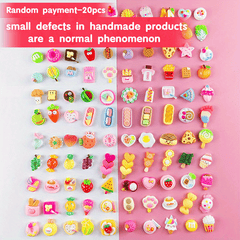20pcs DIY Crafts Kit Play Home Simulation Food Cake Hair Clip Resin Ornaments