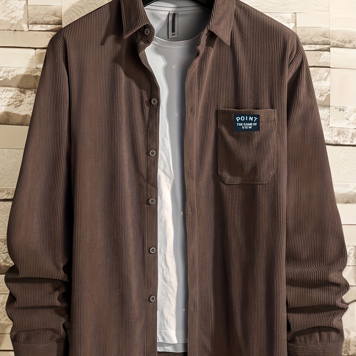 Men's Corduroy Casual Long Sleeve Shirt for Autumn