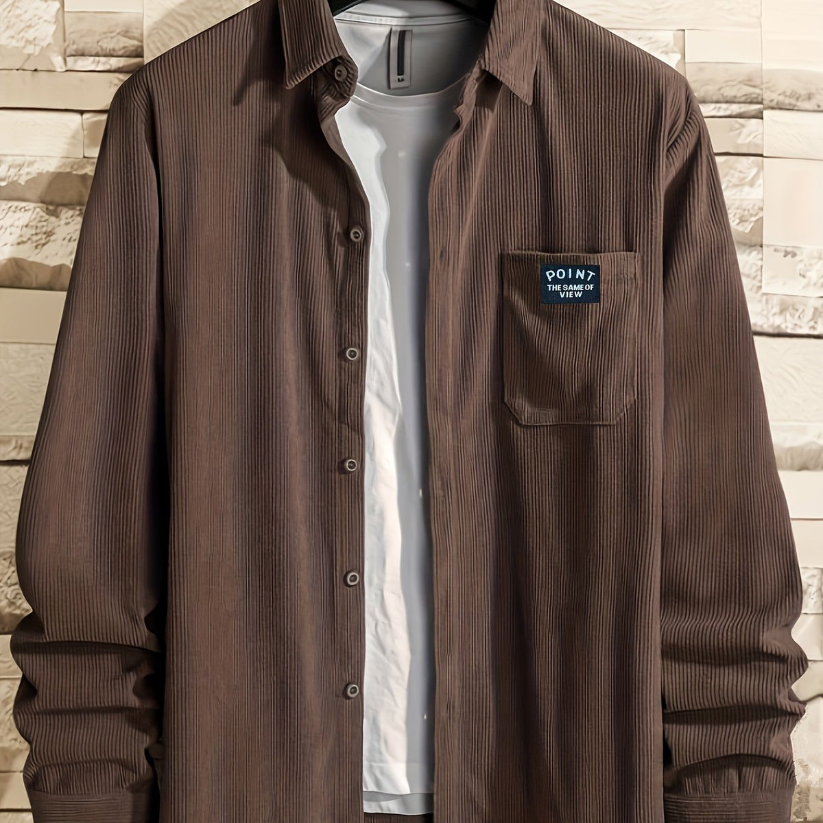 Men's Corduroy Casual Long Sleeve Shirt for Autumn